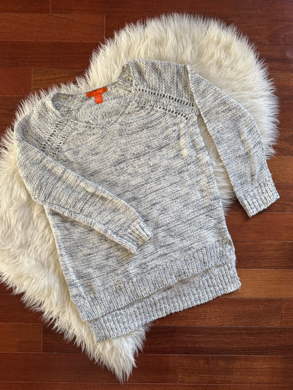 JOE FRESH black white and gray long sleeved high low sweater size XS